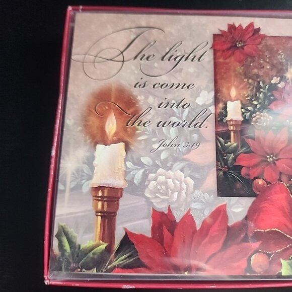 Lean'in Tree Christmas Cards poinsettia 10 With Envelopes boxed - Picture 2 of 5